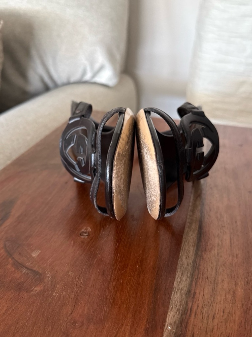 Gucci Black Leather GG Logo Slide Mules - Picture 5 of 8